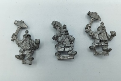 Warhammer Harlequin Miniatures Dwarf Miners zestaw 3 figurki metal