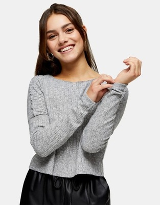 TOPSHOP PETITE SZARY SWETER MELANŻ (42)