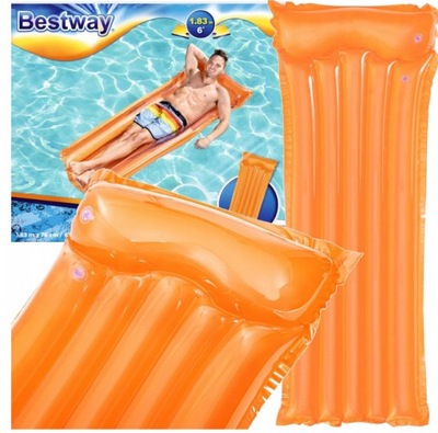 Dmuchany Materac Plażowy Pomarańczowy do pływania 183 x 76 cm Bestway 44013