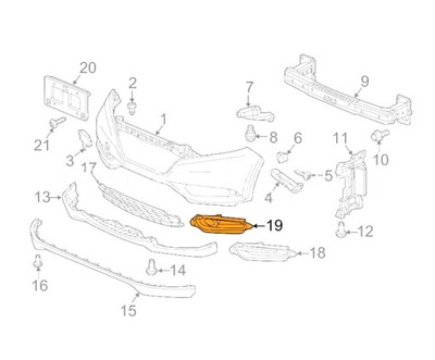 REJILLA DE RADIADOR DE PARAGOLPES HONDA HR-V 2016- 71105T7JH00 DERECHA  