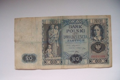 Banknot 20 zł 1936 seria BK