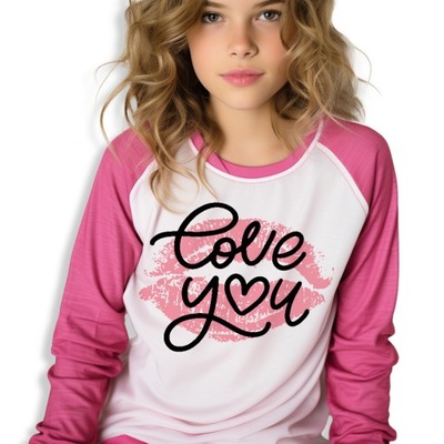 Piżamka Dziecięca Dla Dziewczynki Różowa 152cm Miłość Serce Love You Wzory
