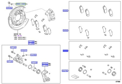 TOYOTA OE 04947-22050 КОМПЛЕКТ МОНТАЖНЫЙ КОЛОДОК ЗАД