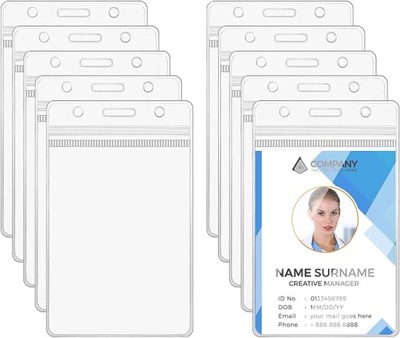 10X PLASTIKOWE ETUI POKROWIEC NA IDENTYFIKATOR KARTY WIZYTÓWKI PIONOWE