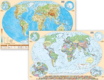 ŚWIAT PODKŁADKA DWUSTRONNA MAPA POL/FIZ