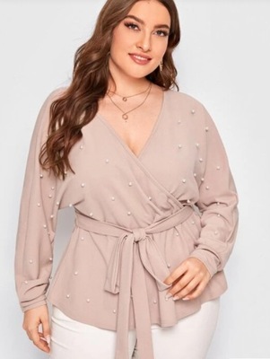 SHEIN PLUS SIZE BLUZKA RÓŻOWA Z PERŁAMI 46 V4G