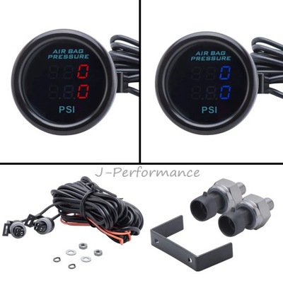 52mm Dual Display Air Pressure Gauge PSI for Air Suspension Red Blue~71904 