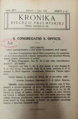 Kronika Diecezji Przemyskiej Pismo diecezjalne Rocznik 1924