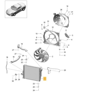 ПРАВОЕ РАДИАТОР ВОДЫ PORSCHE BOXSTER 718