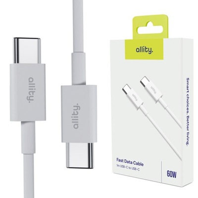 Kabel USB-C - USB-C ALLITY AUC-03 60W 1 m Biały