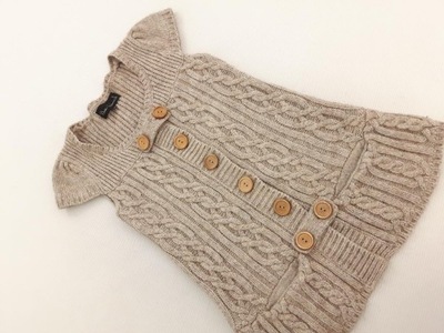 RIVER ISLAND gruby SWETER KARDIGAN z wełną CIEPŁY brown _ 38