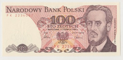 100 złotych 1986 seria PK stan 1