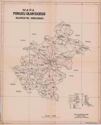 Mapa powiatu oławskiego. 1:100.000. 1947