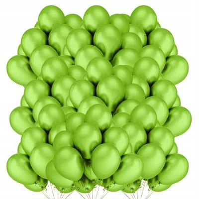 Balony metaliczne zielone jabłuszko 100 sztuk 25cm