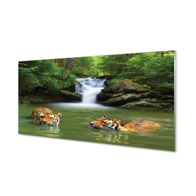 Panel szklany między meble Wodospad tygrysy 120x60
