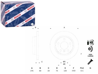 DISCOS DE FRENADO 2SZT. PARTE TRASERA BMW 3 E36 3 E46 1.6-2.8 09.93-12.07 BOSCH  