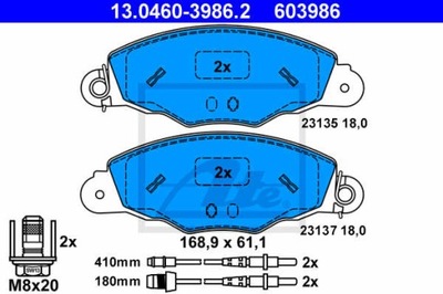 ZAPATAS DE FRENADO PARTE DELANTERA ATE 13.0460-3986.2  