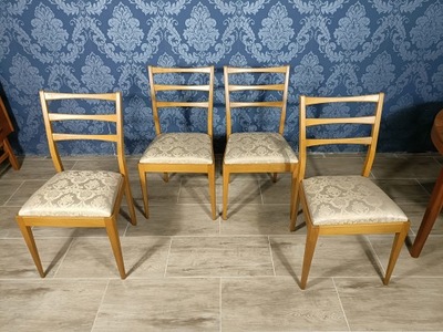 4 drewniane krzesła art deco, krzesła duńskie, stan bdb