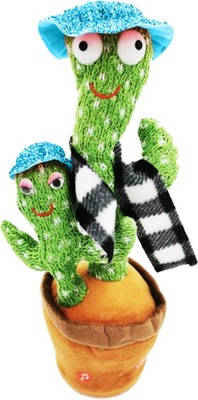 Kaktus grający z maleństwem ładowany na USB czapeczki kolor losowy