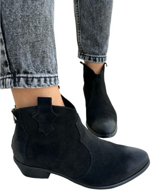 Botki czarne skóra zamsz Exquisite 1128 Jula Style