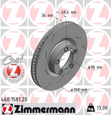 ZIMMERMANN 460.1581.20 ДИСК ГАЛЬМІВНИЙ