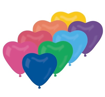 Balony na Walentynki Serce Kolorowe Walentynki 25 cm 50 szt