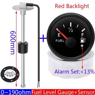 0~190 OHM FUEL LEVEL SENSOR FUEL LEVEL GAUGE WITH ALARM RED LIGHT 2\~75638  