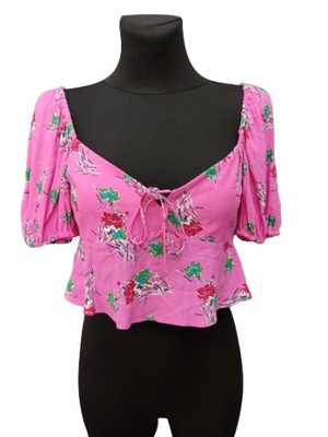 Zara NOWA bluzka różowa kwiaty crop top 36
