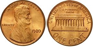 1 cent USA (1980) - A. Lincoln Mennica Denver