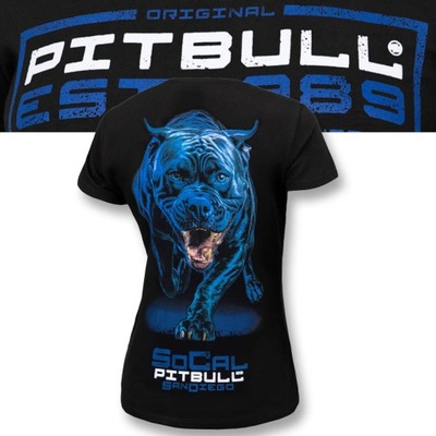 Dámske tričko Pitbull In Blue T-Shirt s potlačou Bavlna čierna