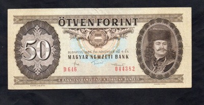 BANKNOT WĘGRY -- 50 forintów -- 1986 rok