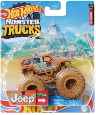 Hot Wheels Monster Trucks Pojazd 1:64 JEEP HCP84