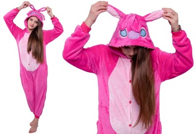 STITCH Różowy Piżama Kigurumi Sticz Onesie Kombinezon Kostium M 155-164 CM