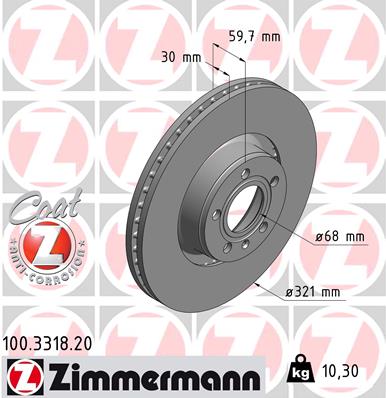 ДИСК HAMULCOW ZIMMERMANN 100.3318.20 4F0615301E