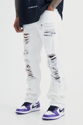 Boohoo ila proste spodnie ripped jeans dziury W32