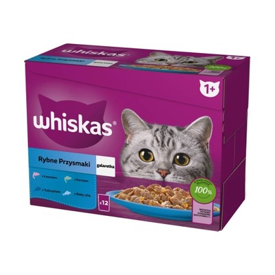 WHISKAS RYBNE PRZYSMAKI GALARETKA SASZETKI 12X85G