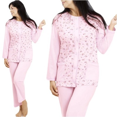 Damska piżama dwuczęściowa bawełniana rozpinana wzorki PL Gucio różowa M