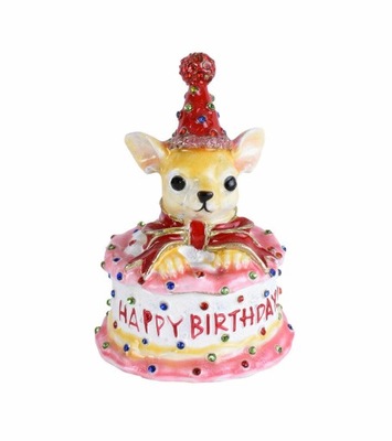 Zdobiona Szkatułka Urodzinowa Piesek Chihuahua