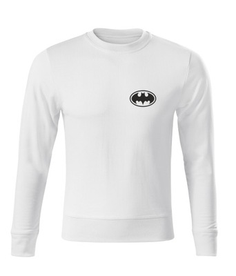 Bluza bez kaptura K10 BATMAN LOGO biała rozm 3XL