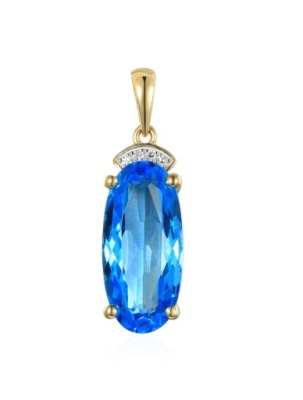 ZAWIESZKA ZŁOTA TOPAZ 5,16ct DIAMENTY PRÓBA 585