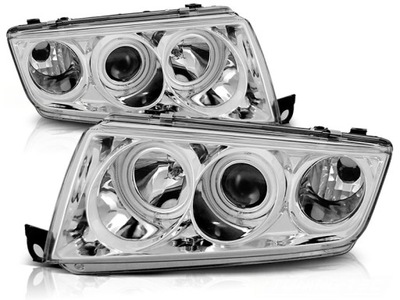 FAROS SKODA FABIA I 99-08R COLOR BLANCO ANILLOS CCFL CROMO  