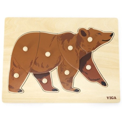 VIGA Drewniane Puzzle Montessori Miś z Pinezkami