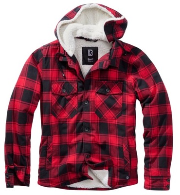 Brandit Lumberjacket s kapucňou červená/čierna XL