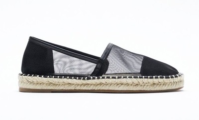 ZARA CZARNE ESPADRYLE BUTY Z SIATECZKI JUTY 39