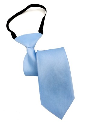 Niebieski krawat na gumce jednolity i wywiązany