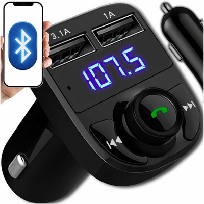 TRANSMITER FM MP3 SD BLUETOOTH GLOSNOMOWIACY 2XUSB KROVIKLIS AUTOMOBILINĖ 