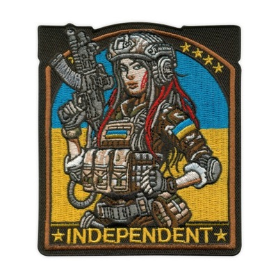 Naszywka Wojowniczka Tactical Girl, flagi Ukrainy INDEPENDENT morale patch