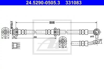 ATE 24.5290-0505.3 ПАТРУБОК ТОРМОЗНОЙ ГИБКИЙ