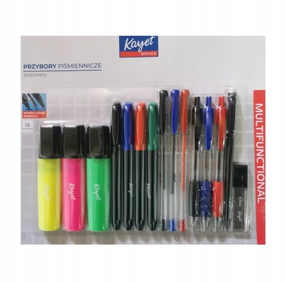 Zestaw piśmienniczy Zestaw Kayet zakreślacze długopisy ołówek 15 el.