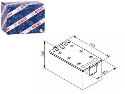 BATERÍA 12V 210AH 1200A AGM L + 1 518X274X242 B00 AGM ROZRUCHOWY  